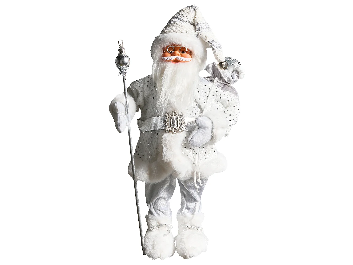 Décoration de Noël NELAUG 48 cm Père Noël Argenté