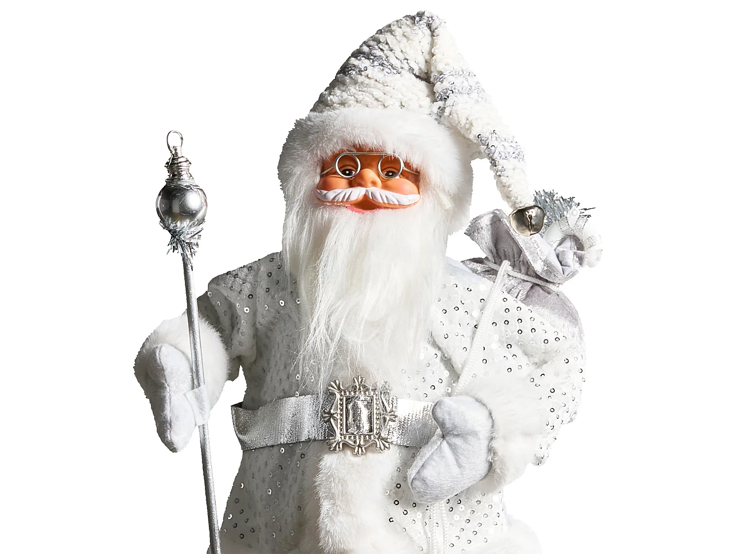 Décoration de Noël NELAUG 48 cm Père Noël Argenté