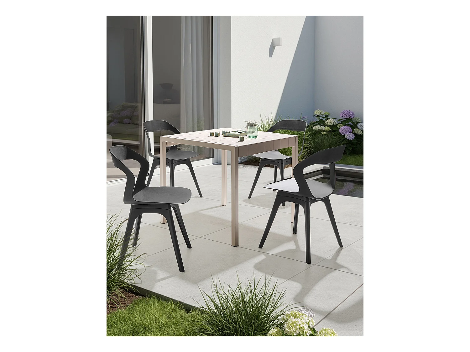 Lot de 4 chaises de jardin LACHANIA Noir