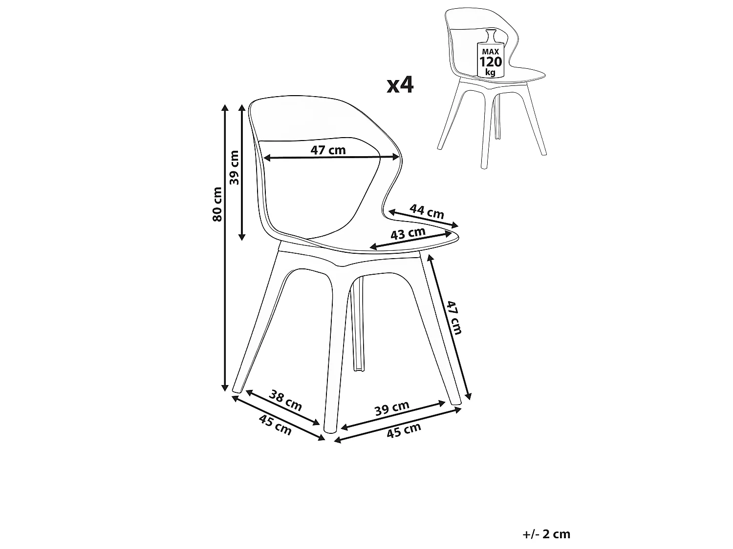Set of 4 Garden Chairs LACHANIA Black