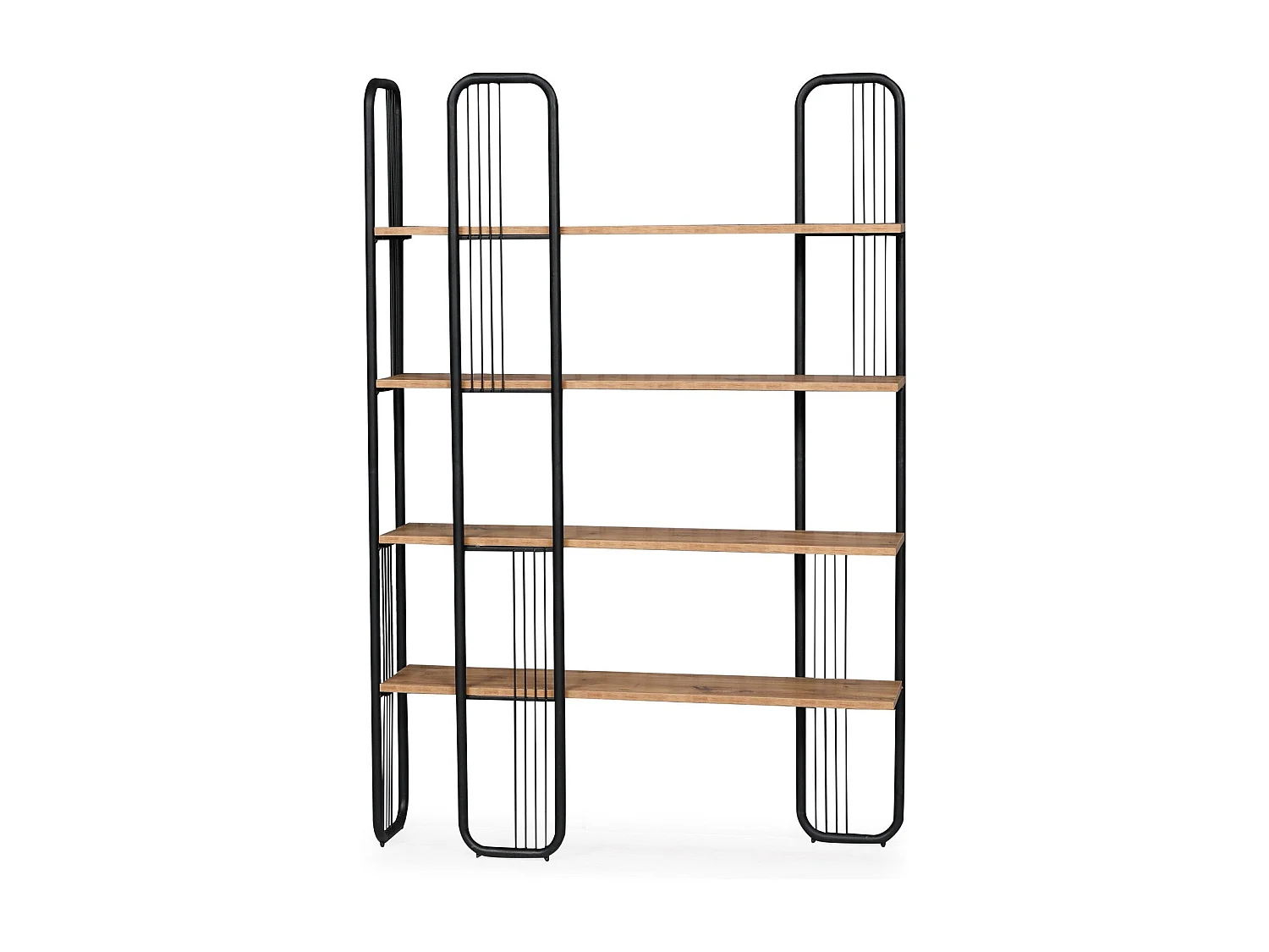 Etagères bibliothèque Arnal L125xH180cm Bois clair et Métal Noir