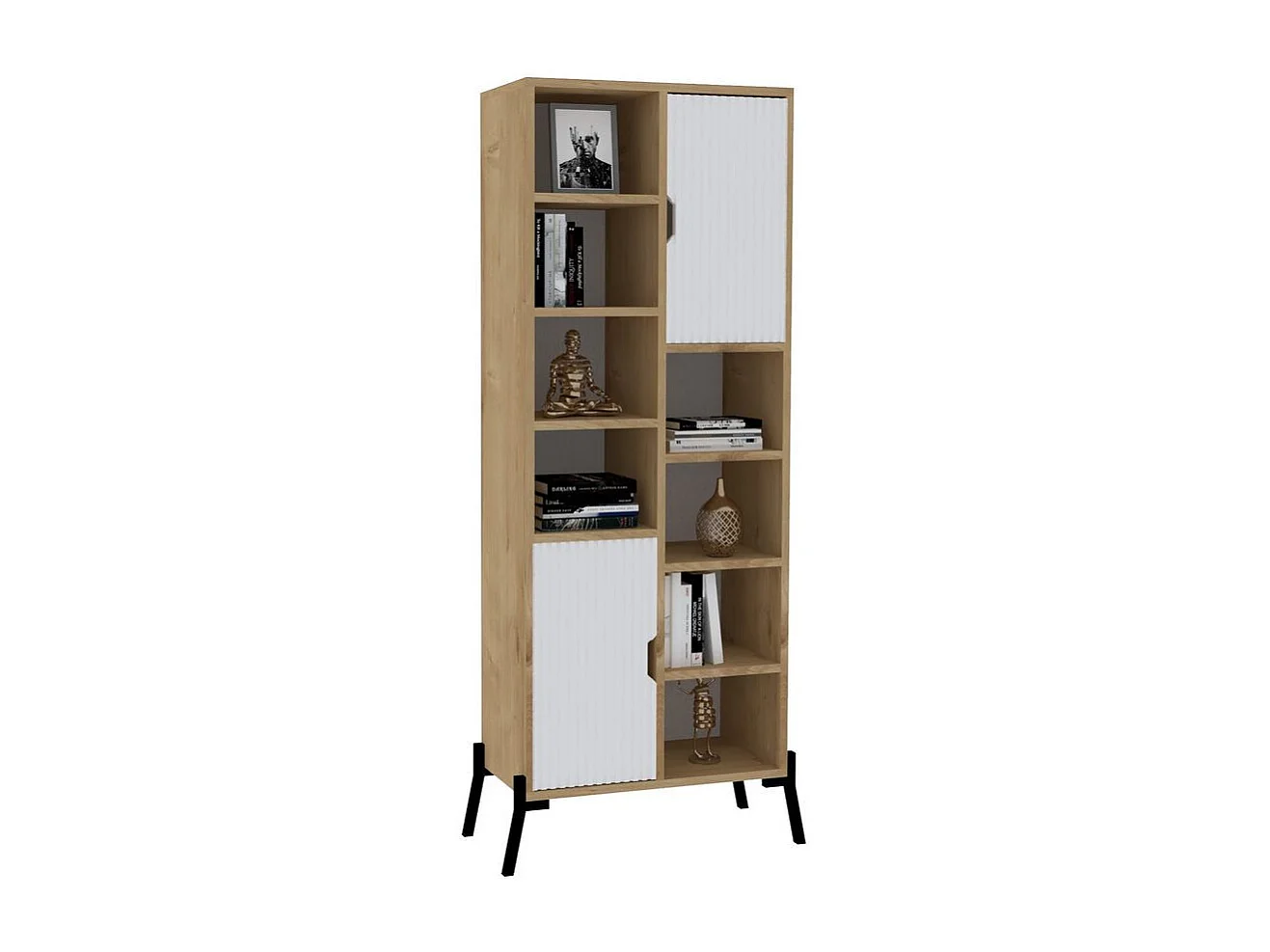 Librería – 58,6 cm x 160 cm x 30 cm – Roble Blanco y Zafiro – MDF