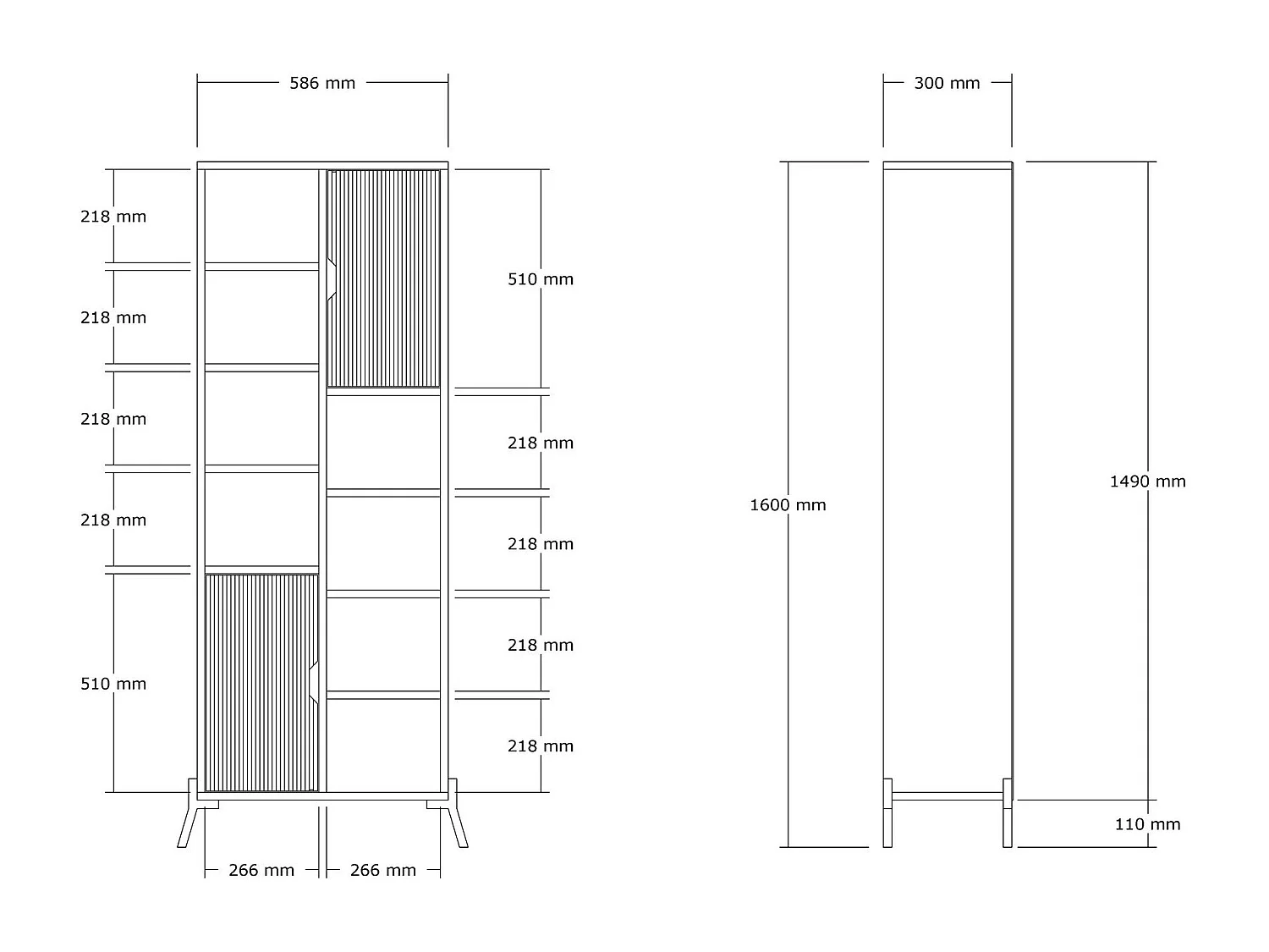 Librería – 58,6 cm x 160 cm x 30 cm – Roble Blanco y Zafiro – MDF