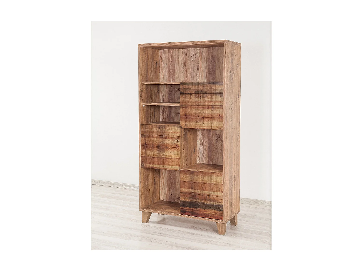 Regał na książki z sosny atlantyckiej – 80 cm x 155 cm x 36 cm – pokryty melaminą