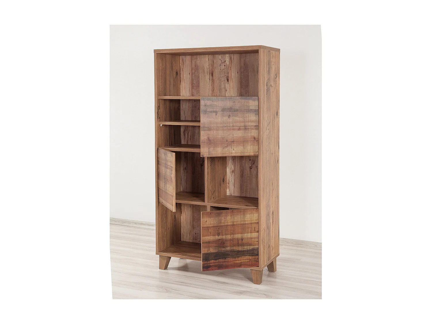 Regał na książki z sosny atlantyckiej – 80 cm x 155 cm x 36 cm – pokryty melaminą