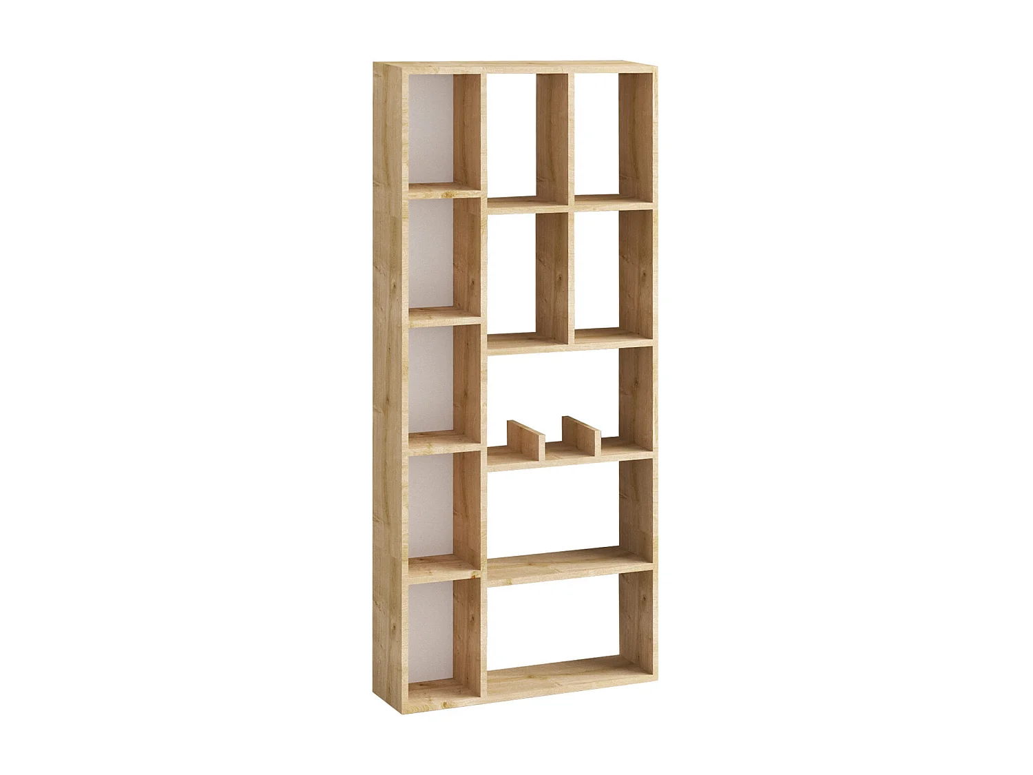 Traditionelles Bücherregal – 75 x 170 x 18 cm – Saphireiche – Melaminbeschichtete Spanplatte