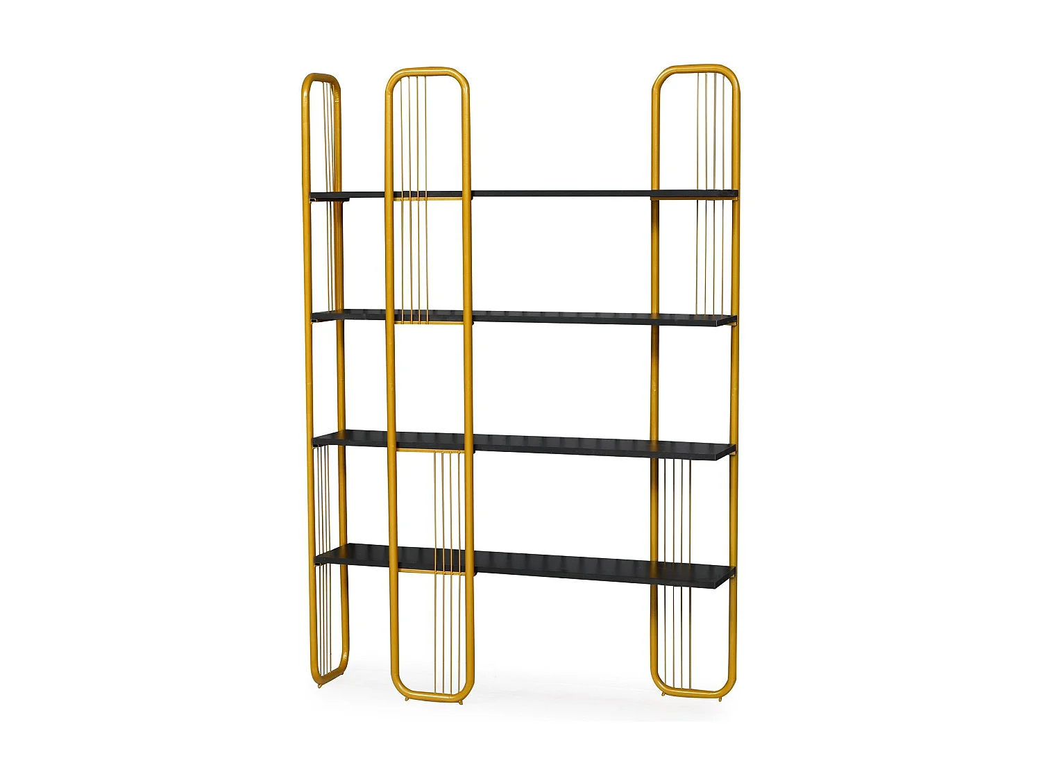 Etagères bibliothèque Arnal L125xH180cm Bois Noir et Métal Or