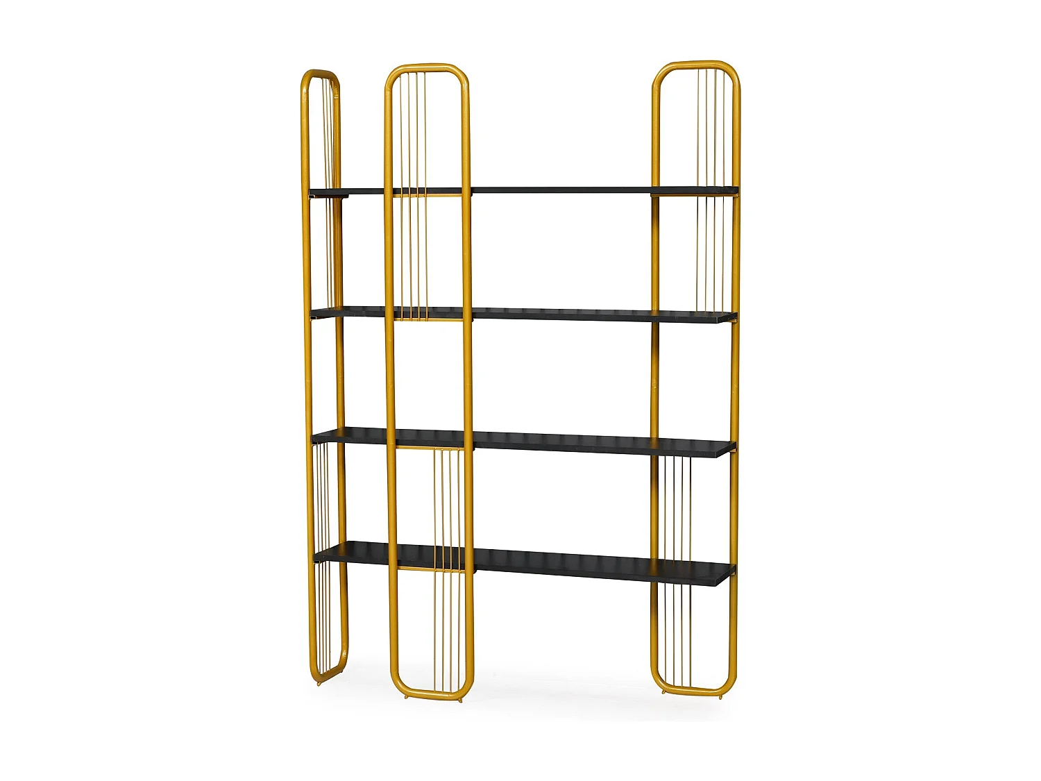 Etagères bibliothèque Arnal L125xH180cm Bois Noir et Métal Or