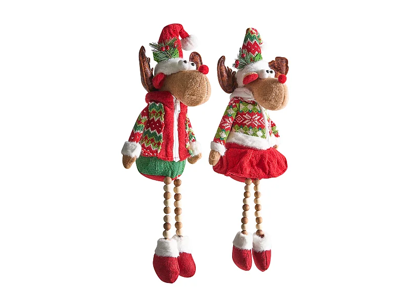 Lot de 2 décorations de Noël GEITSJOEN Renne 55/58 cm Multicolore