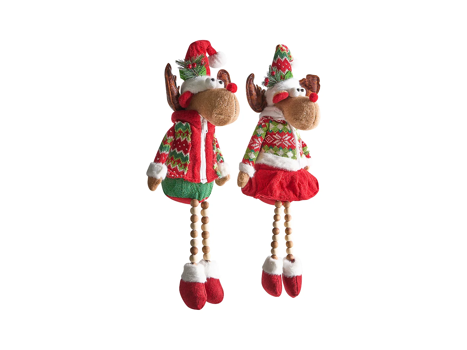 Lot de 2 décorations de Noël GEITSJOEN Renne 55/58 cm Multicolore