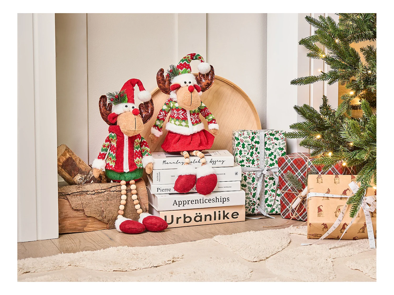 Lot de 2 décorations de Noël GEITSJOEN Renne 55/58 cm Multicolore