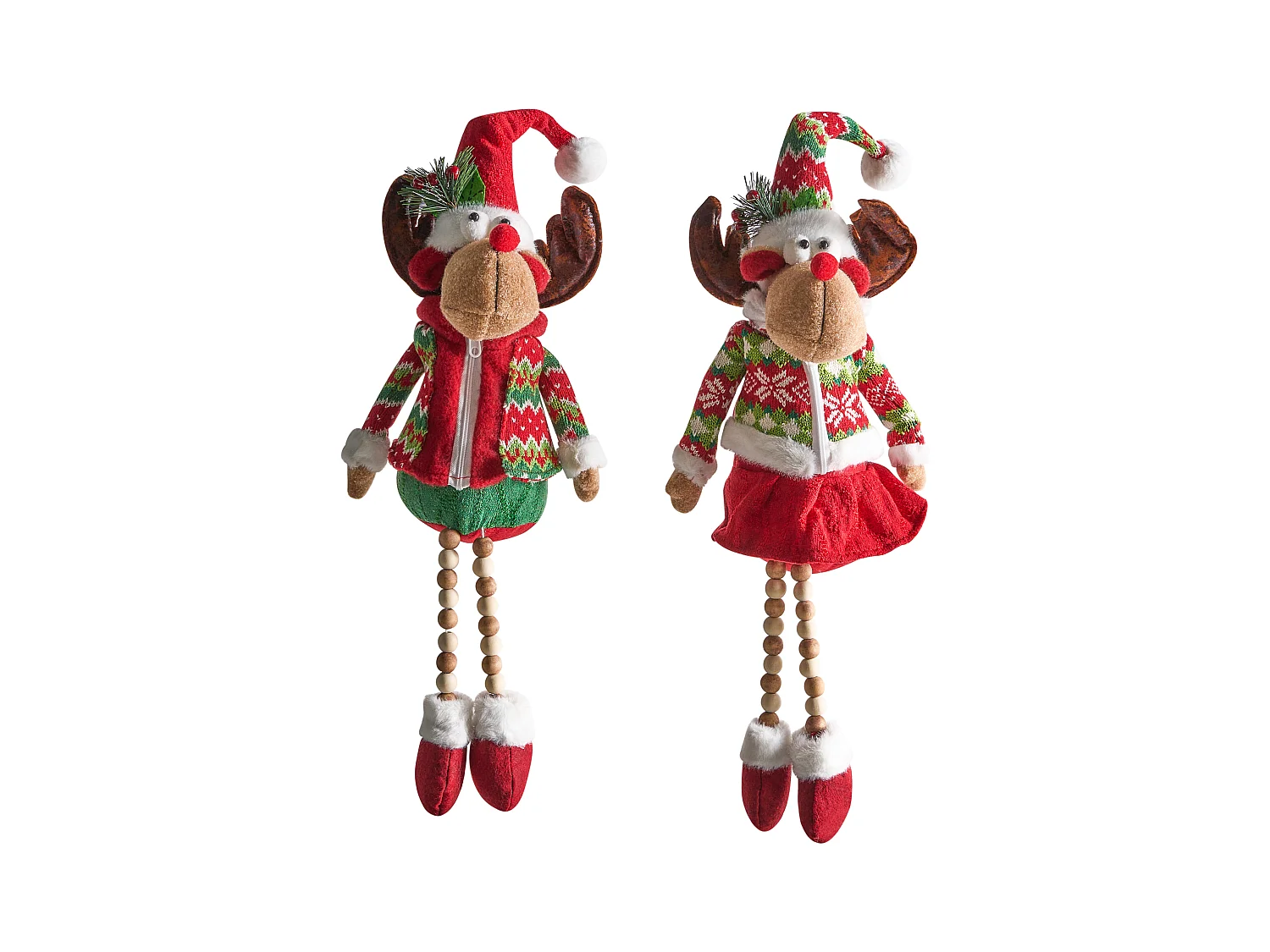 Lot de 2 décorations de Noël GEITSJOEN Renne 55/58 cm Multicolore