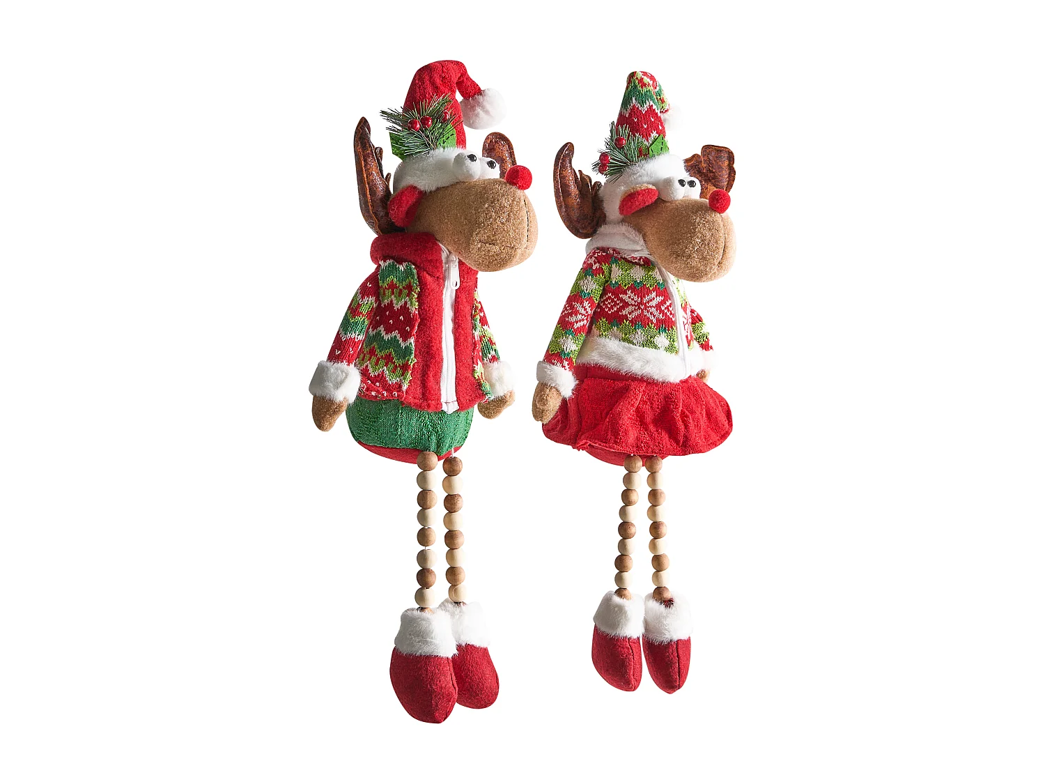 Lot de 2 décorations de Noël GEITSJOEN Renne 55/58 cm Multicolore