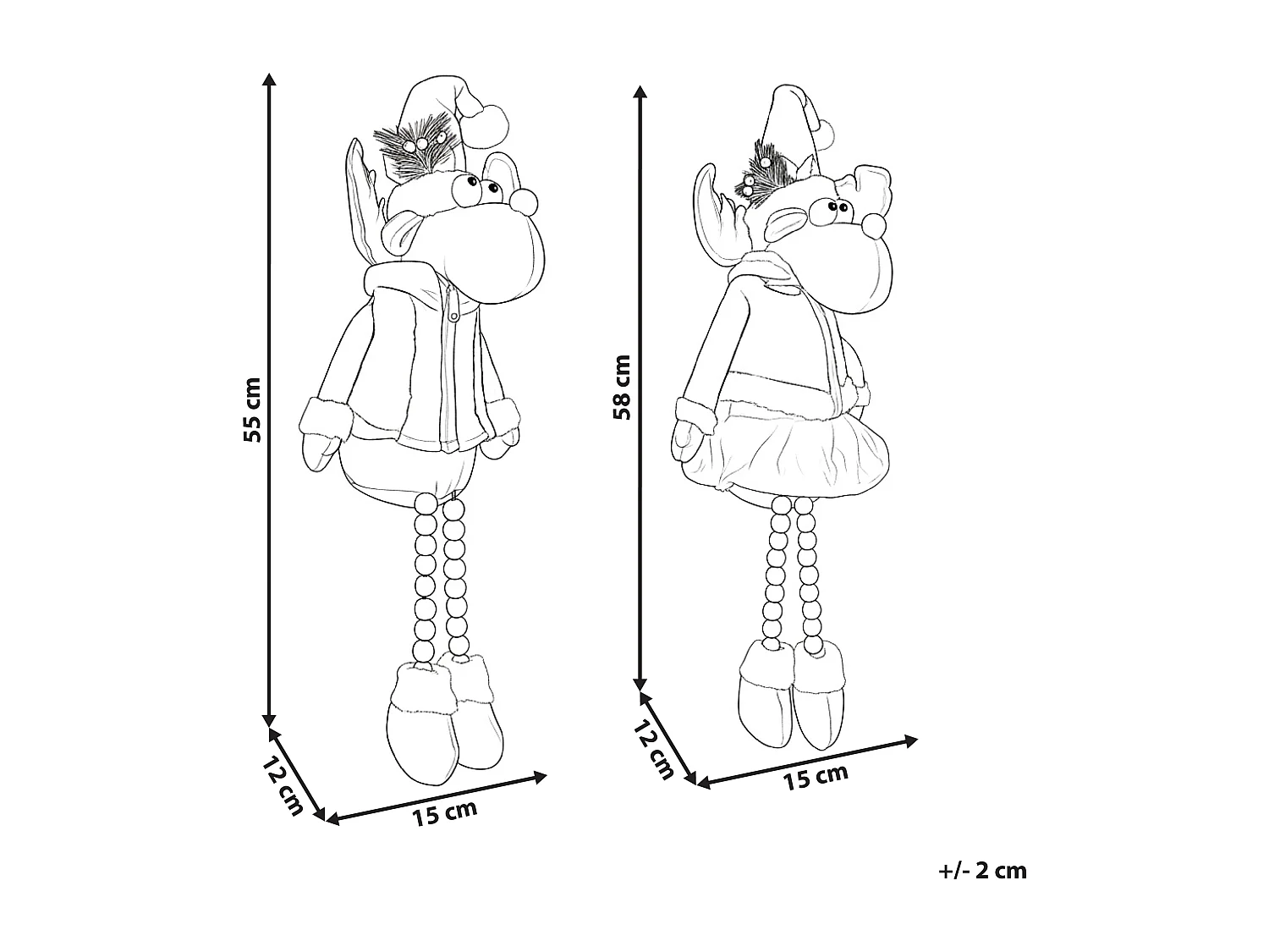 Lot de 2 décorations de Noël GEITSJOEN Renne 55/58 cm Multicolore
