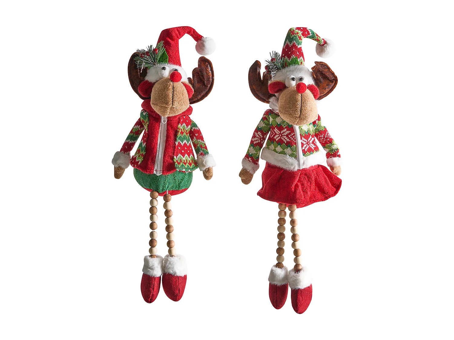 Lot de 2 décorations de Noël GEITSJOEN Renne 55/58 cm Multicolore