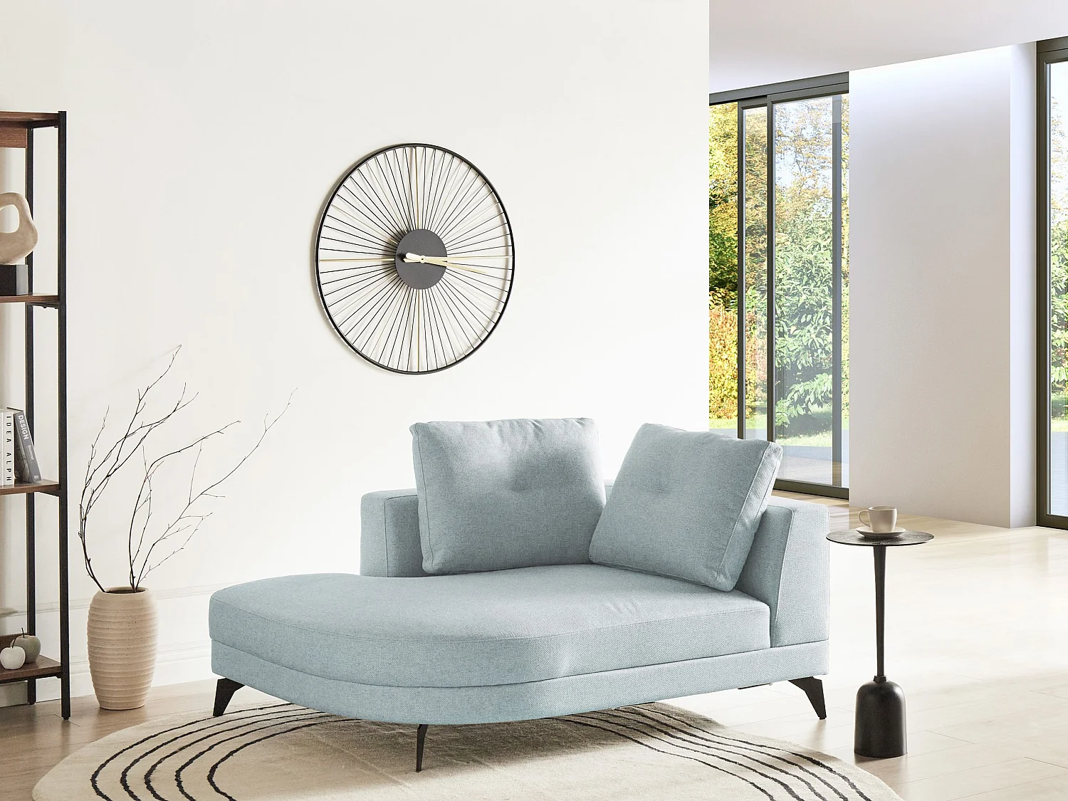 Chaise longue MARUM Tissu chenille Bleu clair