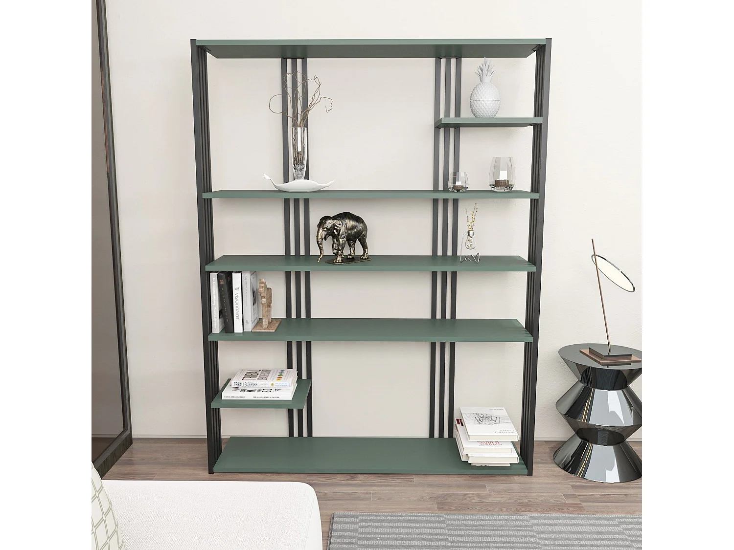 Étagère bibliothèque Mayson L120cm Noir et Vert