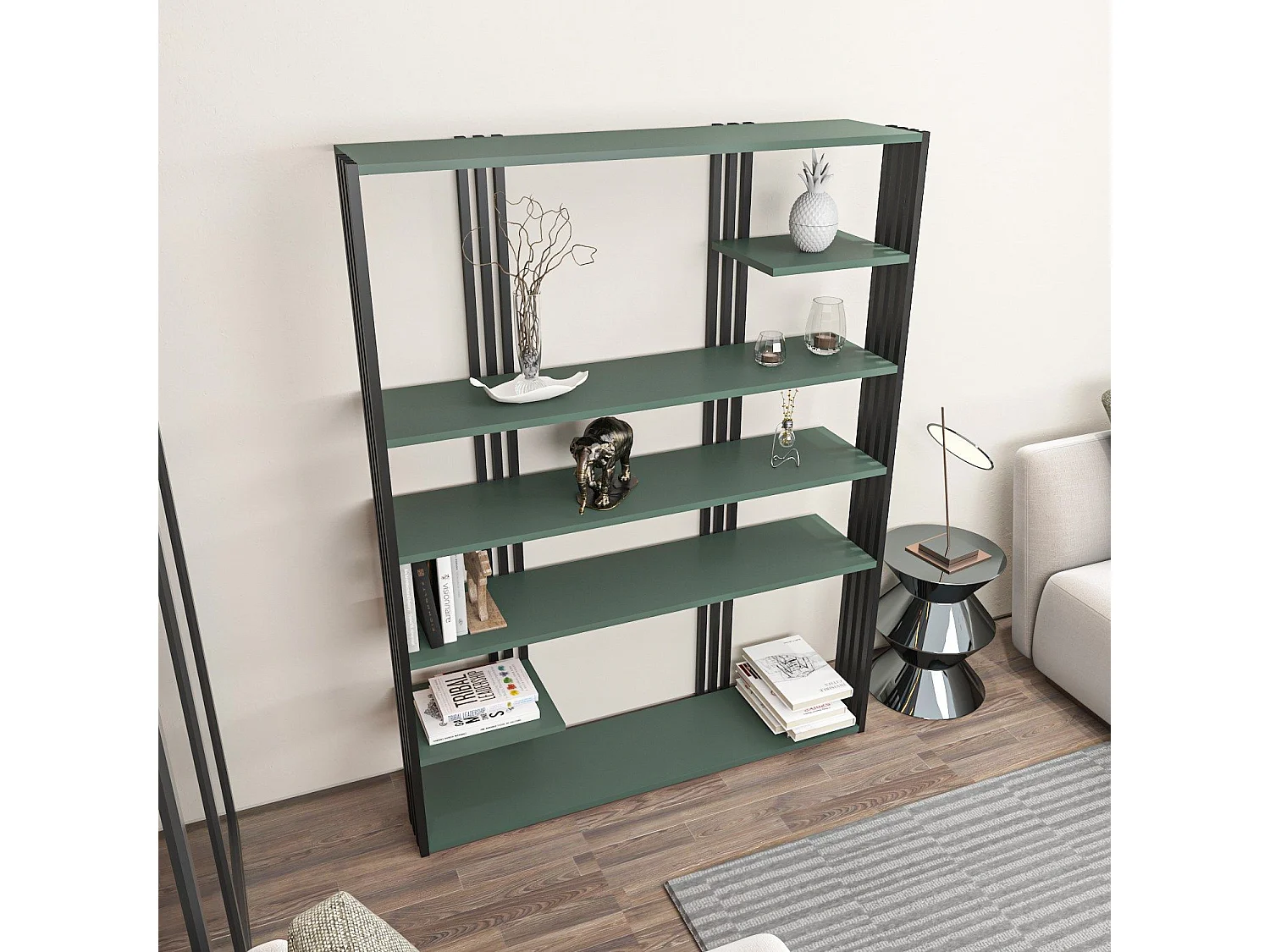 Étagère bibliothèque Mayson L120cm Noir et Vert