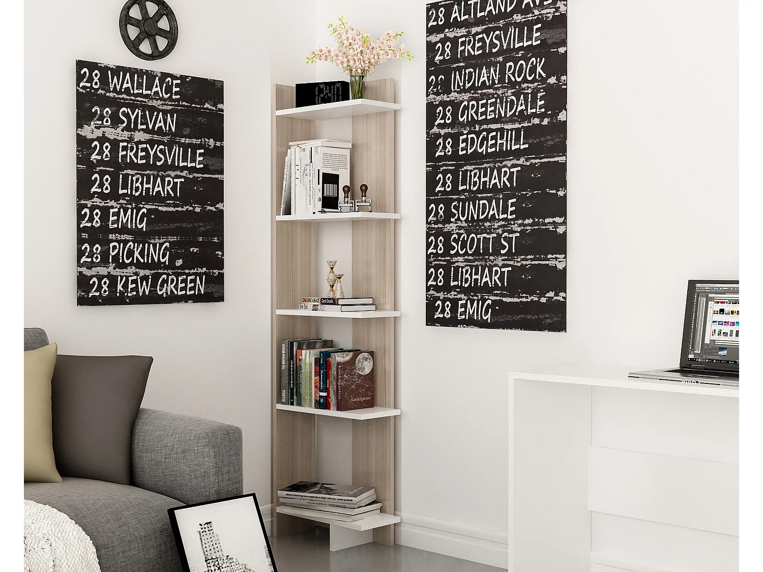 Estantería Kailua 1074, Abierta sin pared trasera, Aglomerado laminado, 170x45x22cm