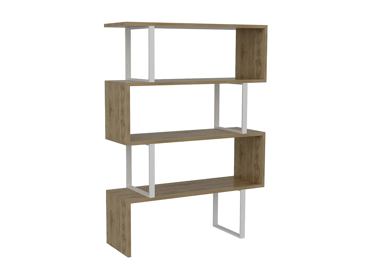 Moderne wandkast met metalen frame, eiken en wit, 91,5 x 124,5 x 29,5 cm | 100% melamine gecoat, 18 mm dik | Stijlvolle, aan de muur te beve