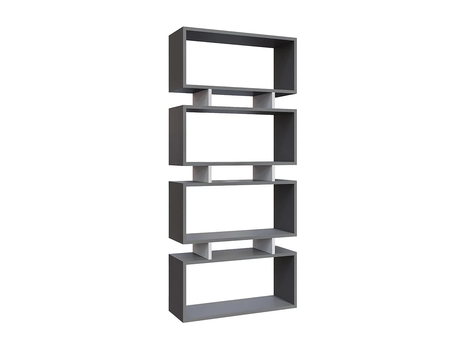 Bücherregal – 72,5 cm x 25 cm x 161 cm – Anthrazit und Weiß – Spanplatte