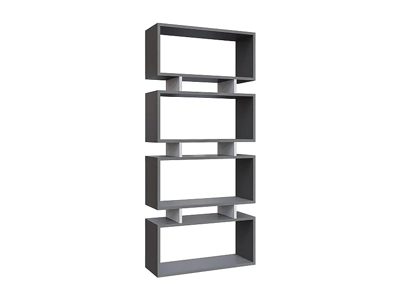 Bücherregal – 72,5 cm x 25 cm x 161 cm – Anthrazit und Weiß – Spanplatte
