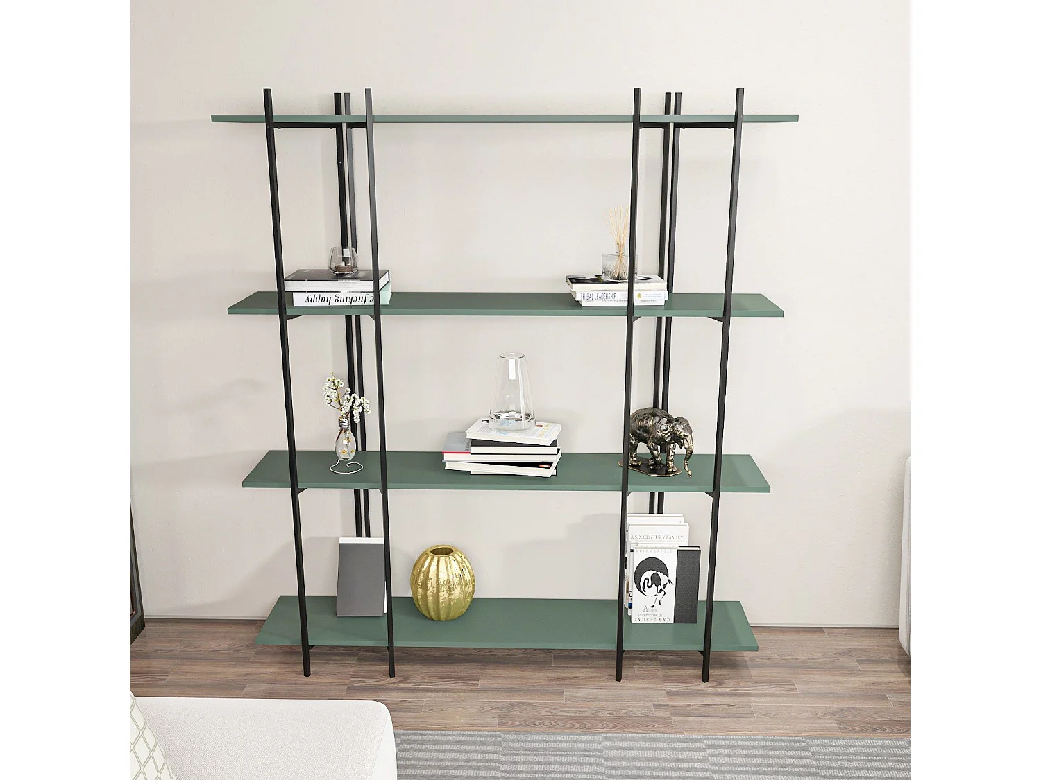 Estantería – 160 cm x 180 cm x 29,6 cm – verde y negra – tablero de partículas recubierto de melamina