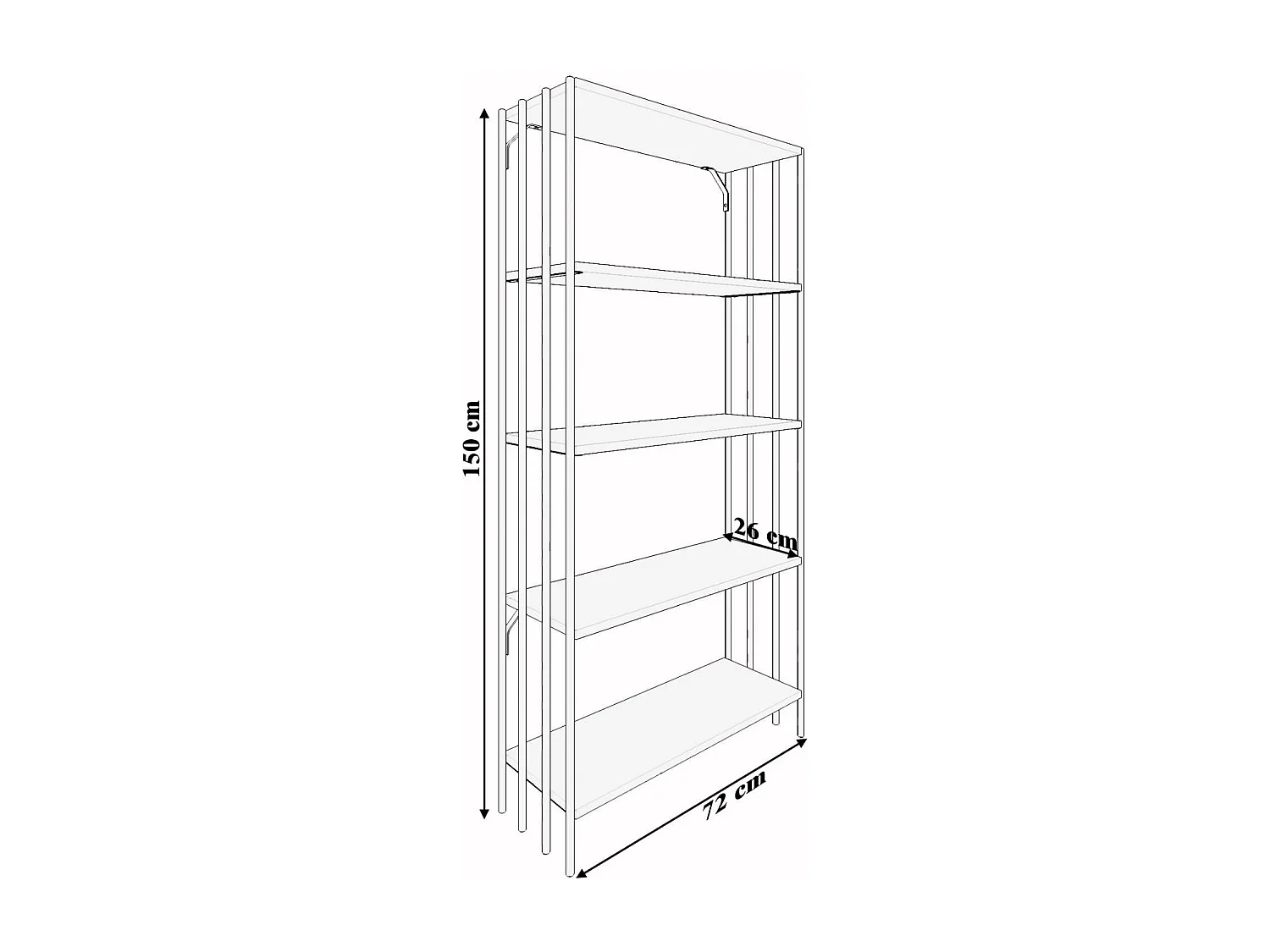 Étagère bibliothèque style industriel Saenus Bois clair et Métal Noir