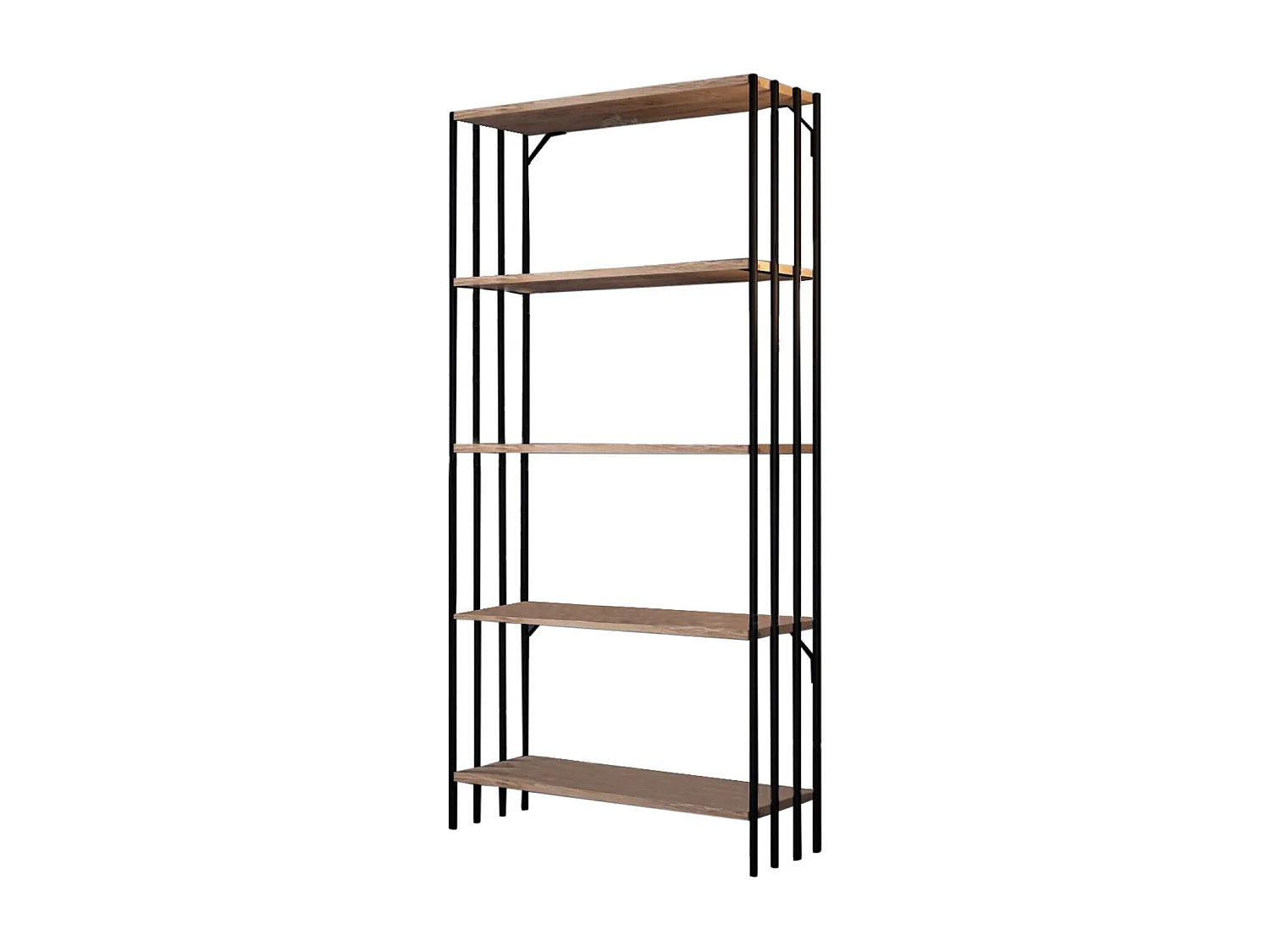 Étagère bibliothèque style industriel Saenus Bois clair et Métal Noir