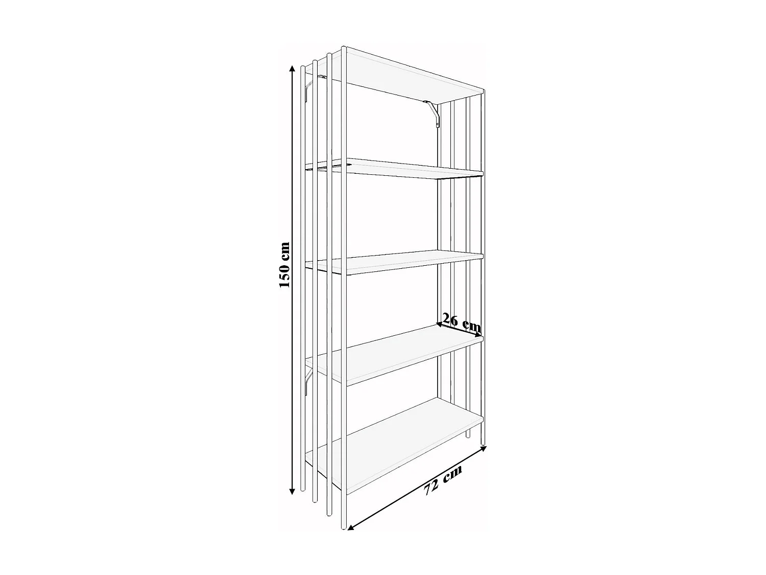 Étagère bibliothèque style industriel Saenus Bois clair et Métal Noir