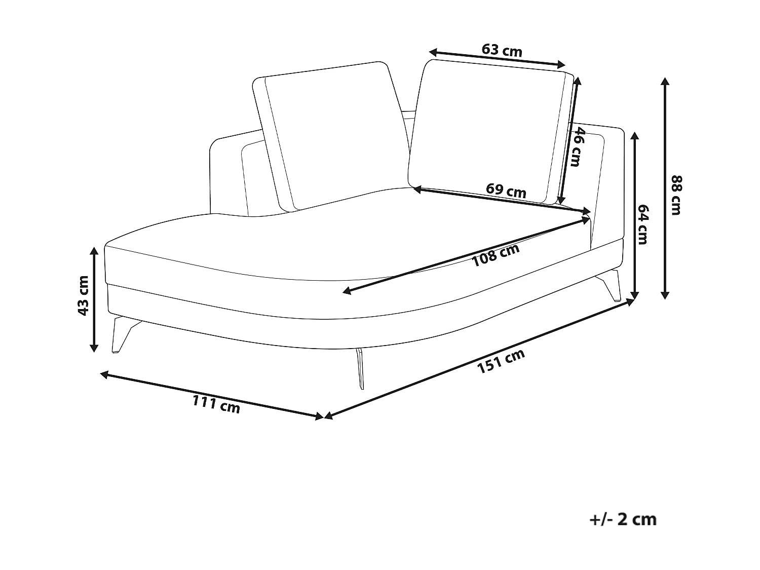 Chaise longue MARUM Lin synthétique Gris
