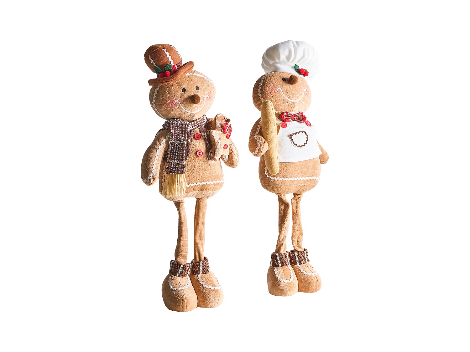 Lot de 2 décorations de Noël EIKEREN Bonhomme de pain d'épice 55 cm Marron