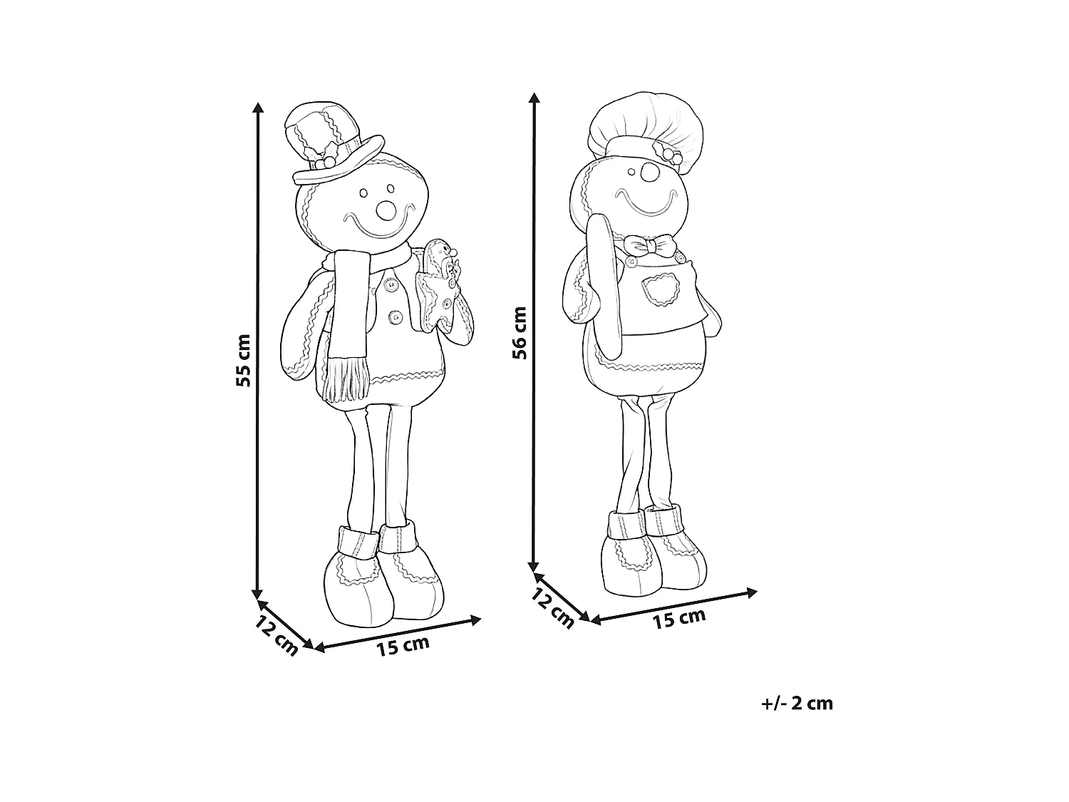 Lot de 2 décorations de Noël EIKEREN Bonhomme de pain d'épice 55 cm Marron