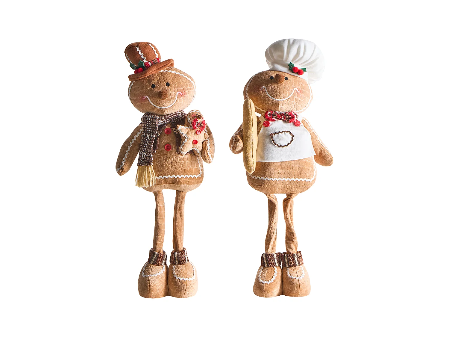 Lot de 2 décorations de Noël EIKEREN Bonhomme de pain d'épice 55 cm Marron