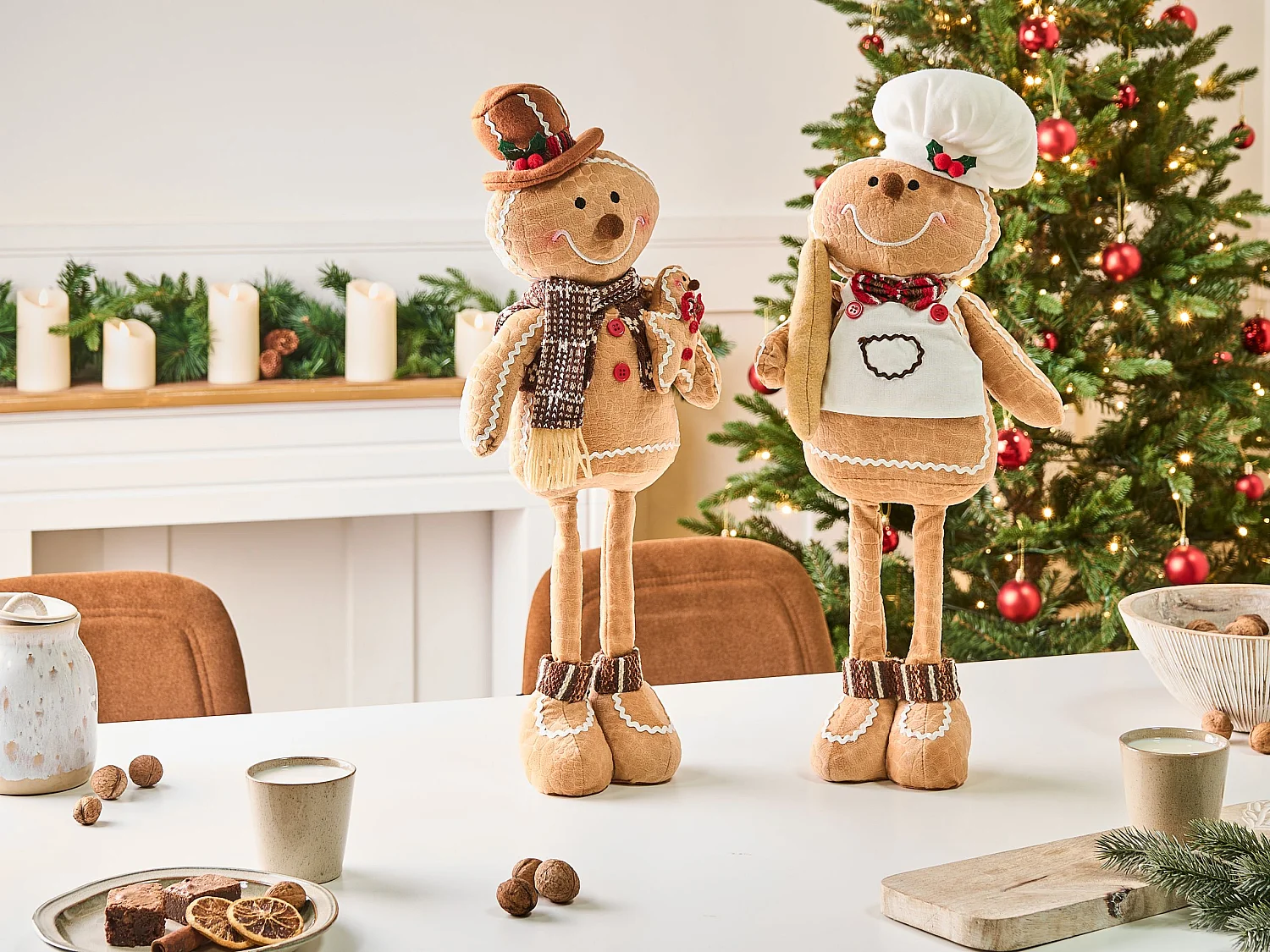 Lot de 2 décorations de Noël EIKEREN Bonhomme de pain d'épice 55 cm Marron