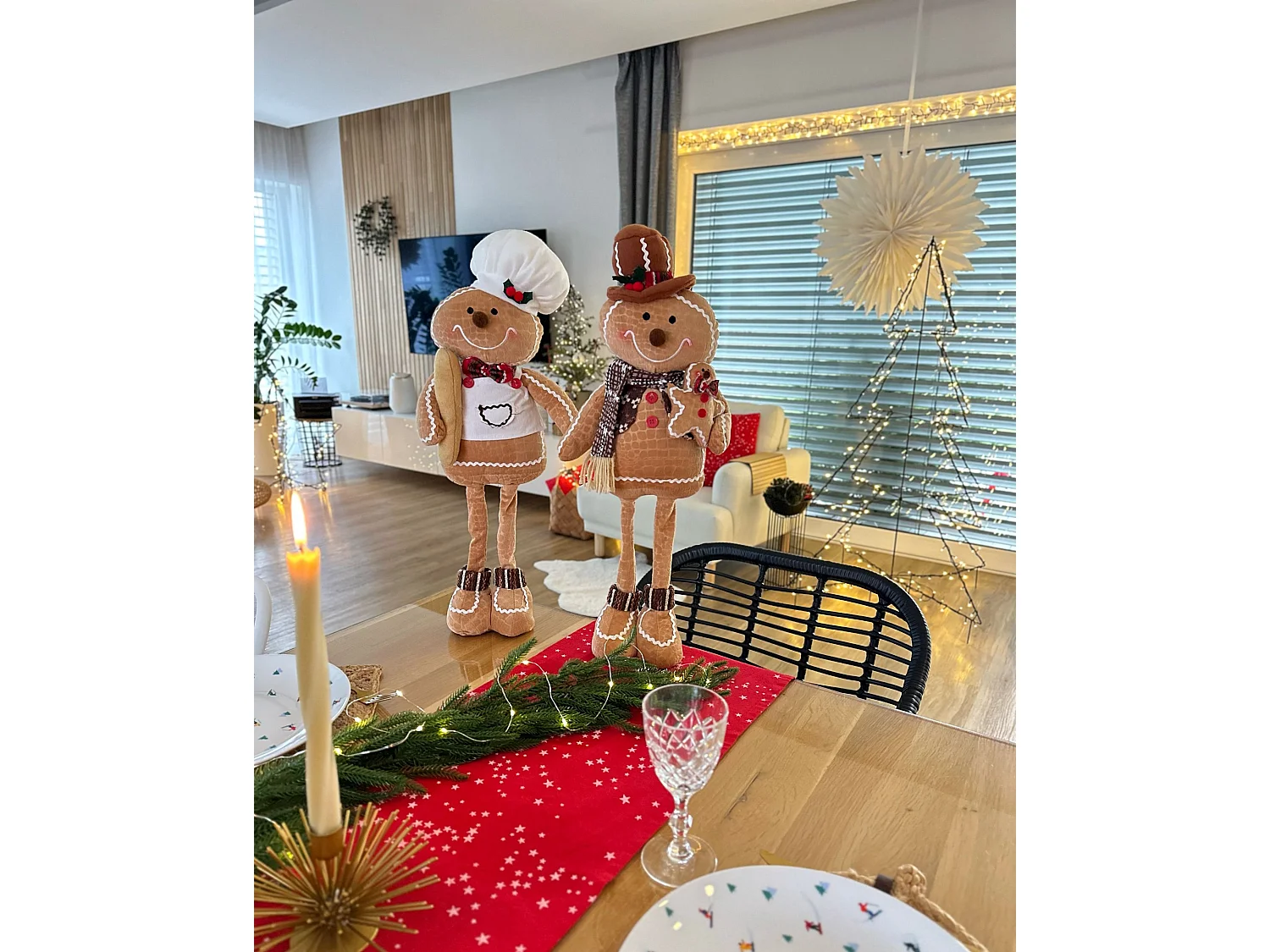 Set of 2 Christmas Decorations EIKEREN Gingerbread Man 55 cm Brown