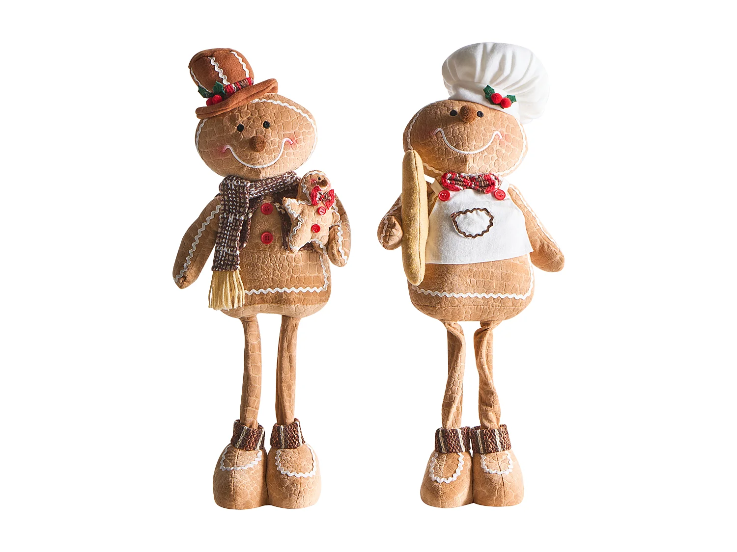 Lot de 2 décorations de Noël EIKEREN Bonhomme de pain d'épice 55 cm Marron