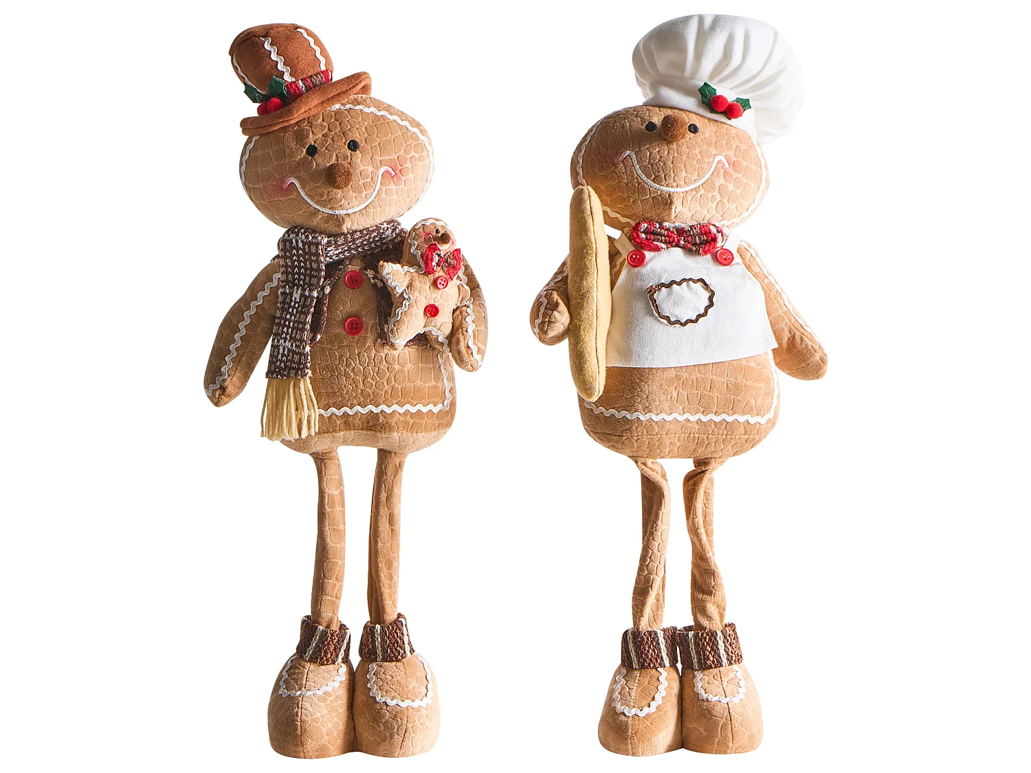 Set of 2 Christmas Decorations EIKEREN Gingerbread Man 55 cm Brown