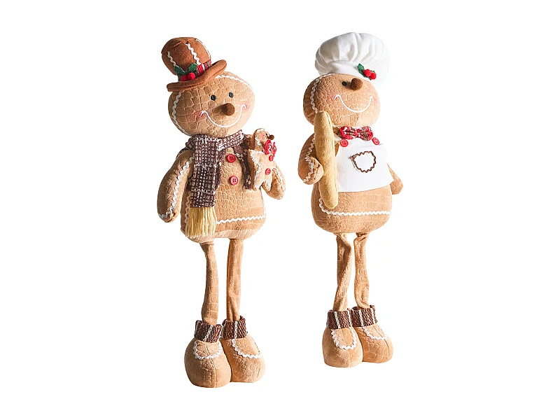 Lot de 2 décorations de Noël EIKEREN Bonhomme de pain d'épice 55 cm Marron