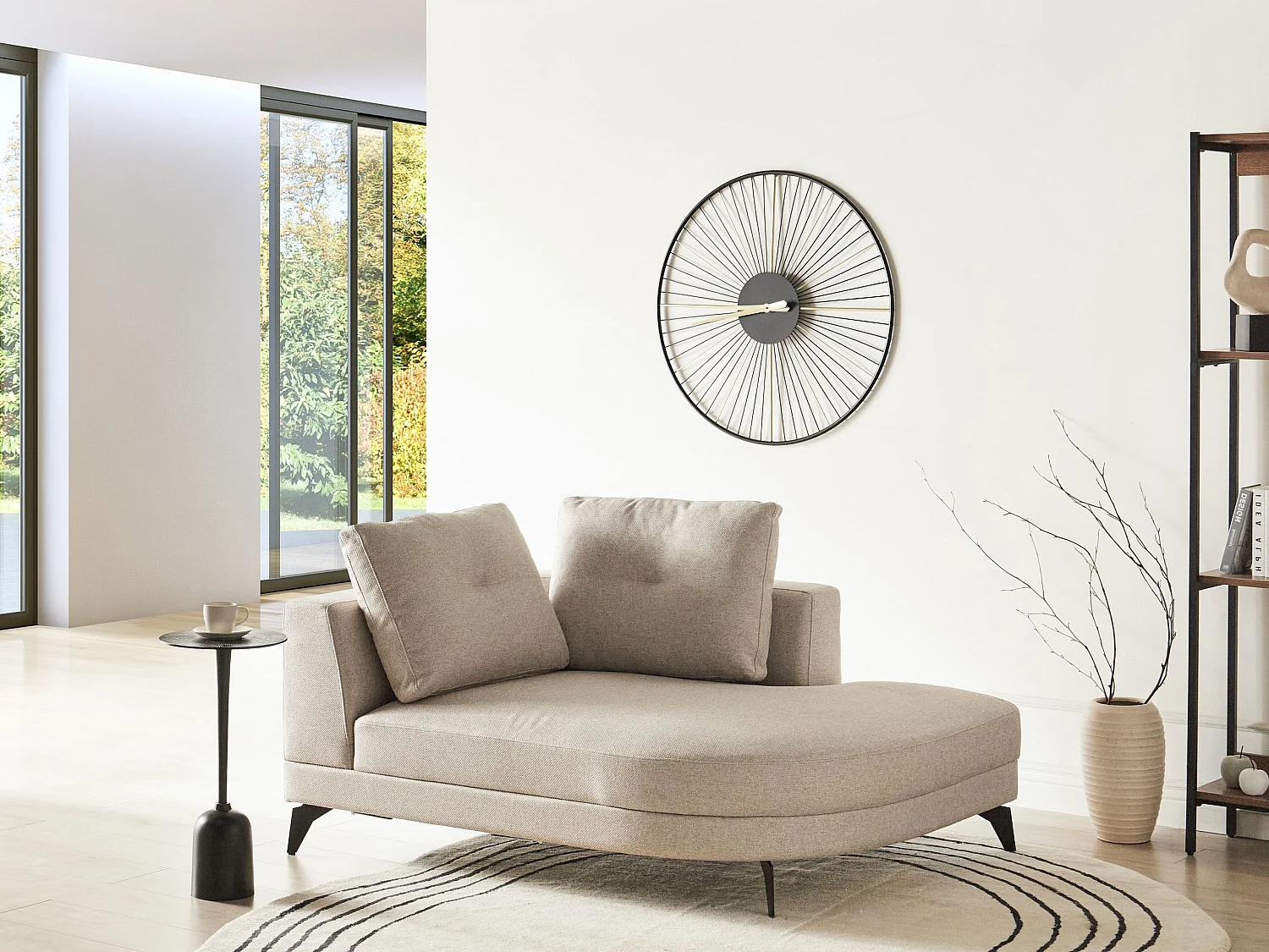 Chaise longue MARUM Lin synthétique Beige clair