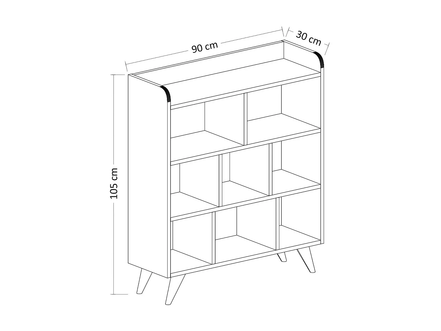 Bibliothèque – 90 cm x 105 cm x 30 cm – Blanc – Panneaux de particules mélaminés
