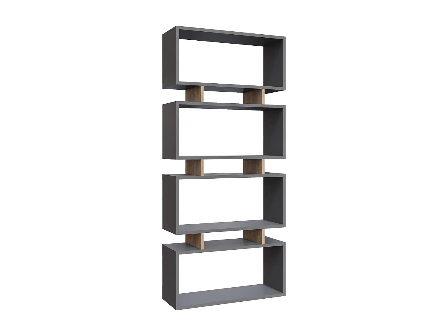 Bücherregal – 72,5 cm x 25 cm x 161 cm – Anthrazit und Eiche – Spanplatte