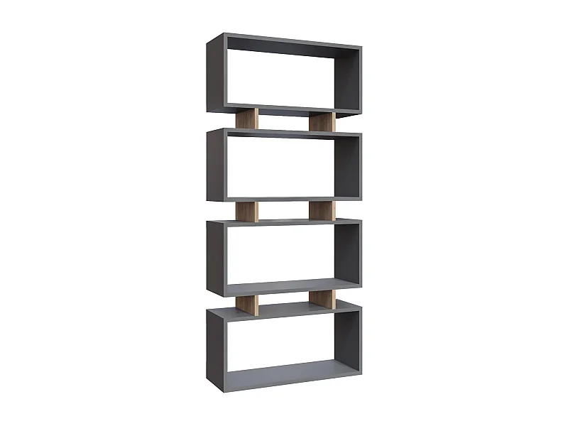Bücherregal – 72,5 cm x 25 cm x 161 cm – Anthrazit und Eiche – Spanplatte