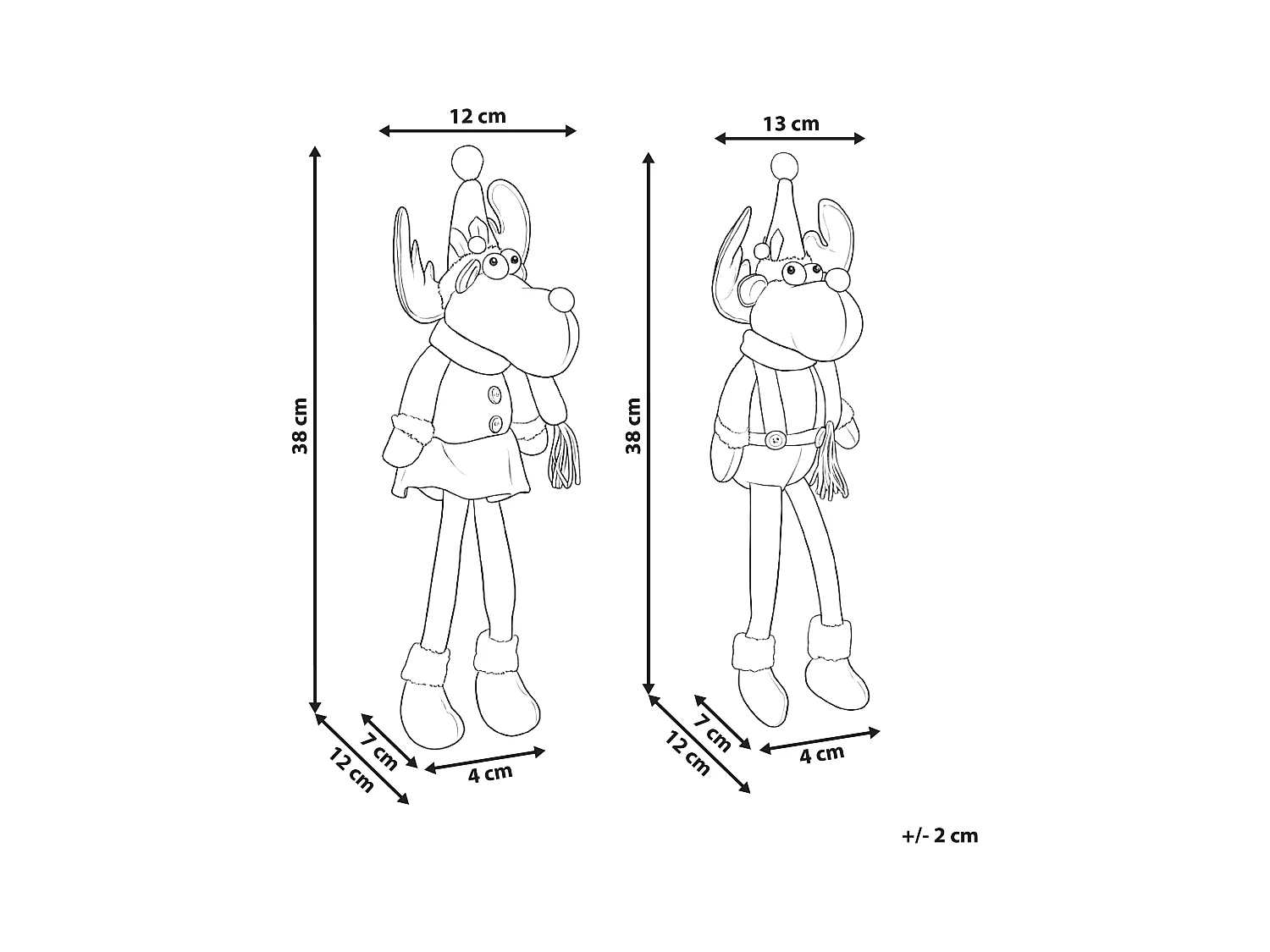 Lot de 2 décorations de Noël VATNDALSVATNET Renne 38 cm Multicolore