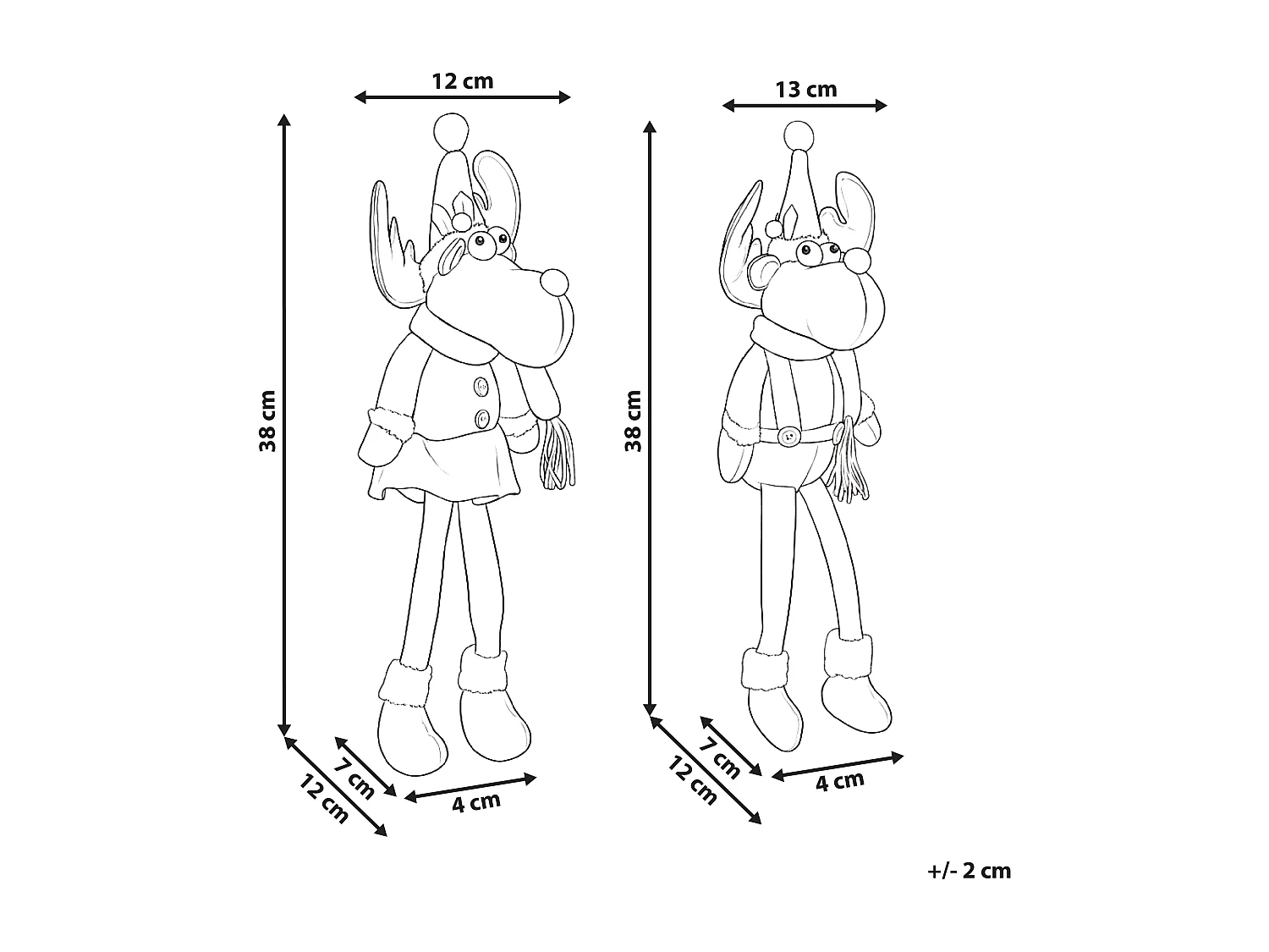 Lot de 2 décorations de Noël VATNDALSVATNET Renne 38 cm Multicolore