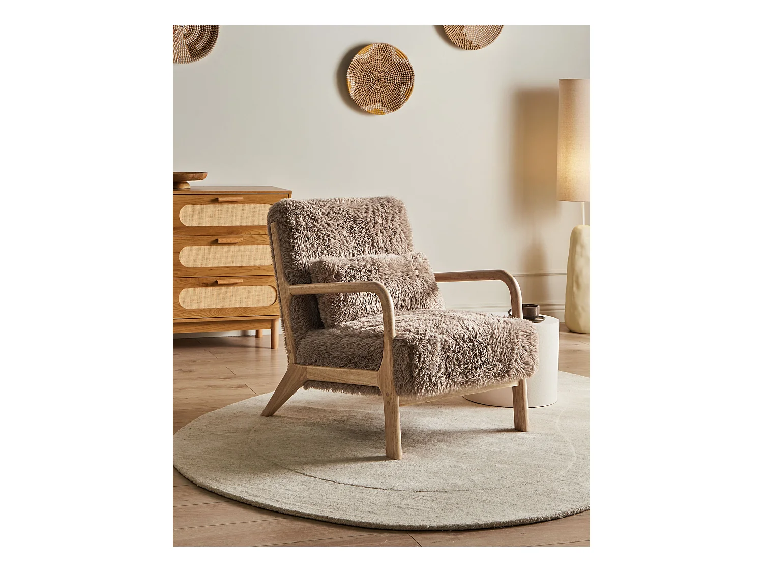 Fauteuil SKOVDE Fourrure synthétique Taupe