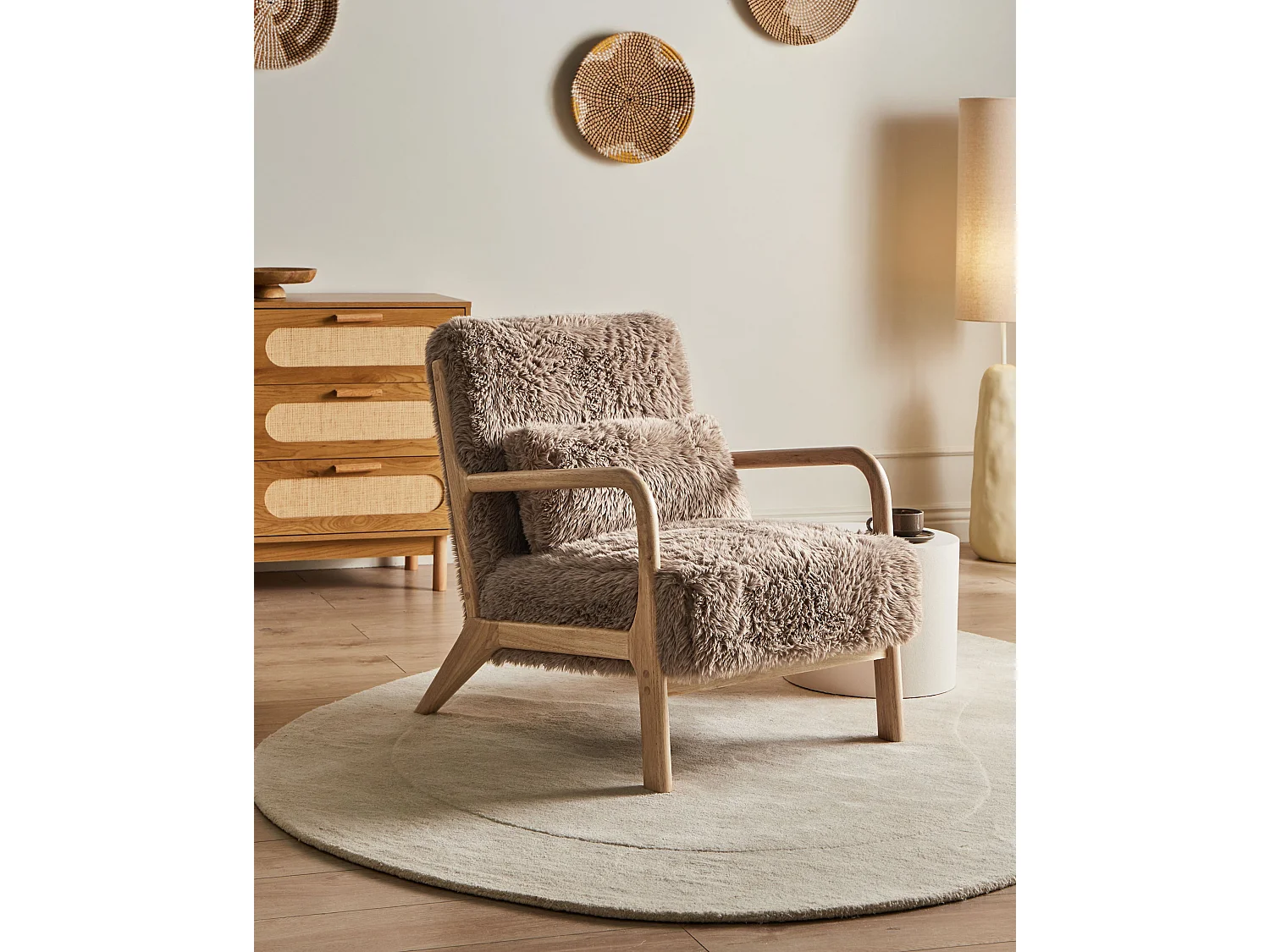 Fauteuil SKOVDE Fourrure synthétique Taupe