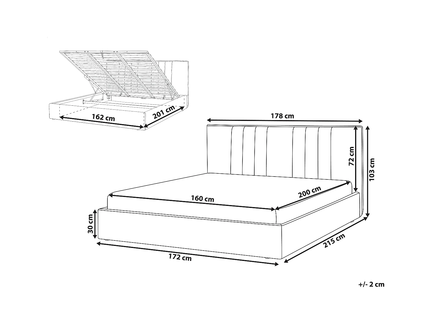 Lit ottoman Tissu TARASCON 160 x 200 cm Taupe