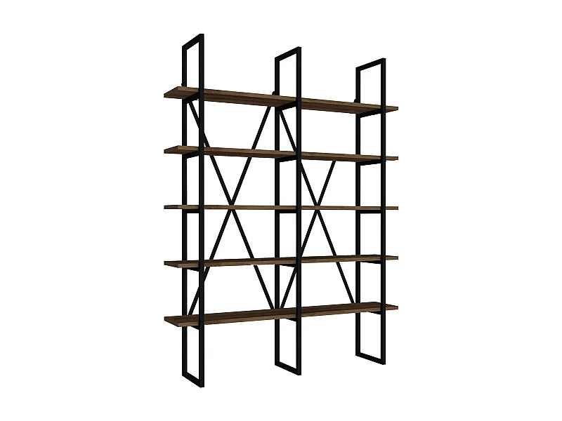 Étagère bibliothèque style industriel Axonda L126cm Métal Noir et Bois foncé