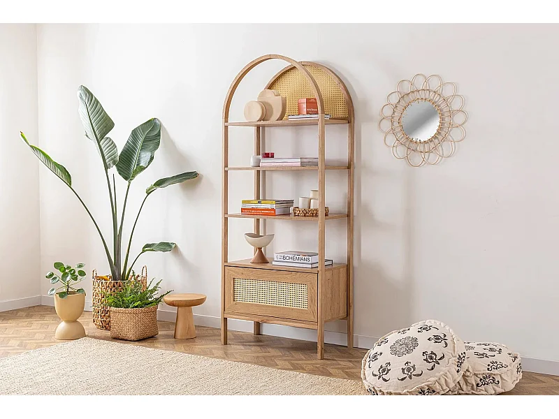 Półka – 75 cm szer. x 182,5 cm wys. x 40 cm gł. – Kolor naturalny – Płyta wiórowa i drewno